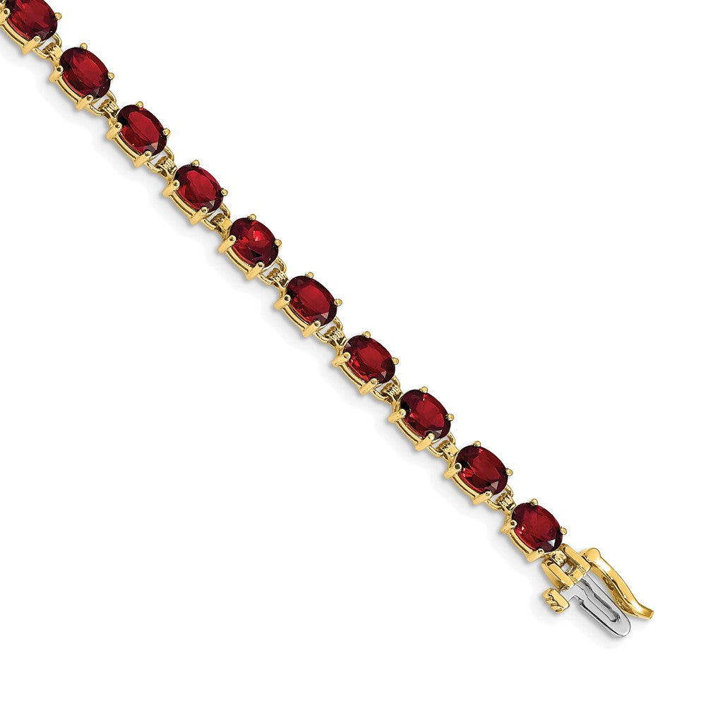14k Complete 6x4mm Oval Garnet 7 inch Bracelet - View 1