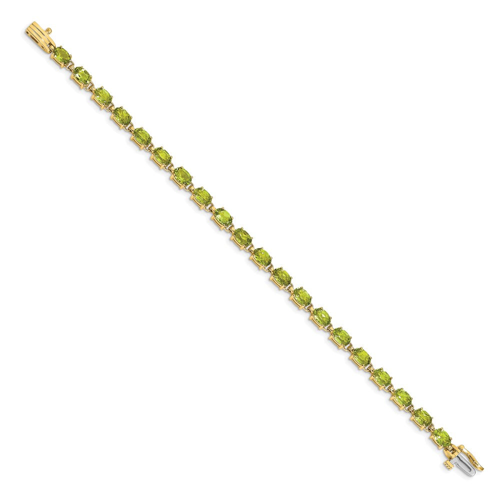 14k Complete 6x4mm Oval Peridot 7 inch Bracelet - View 2