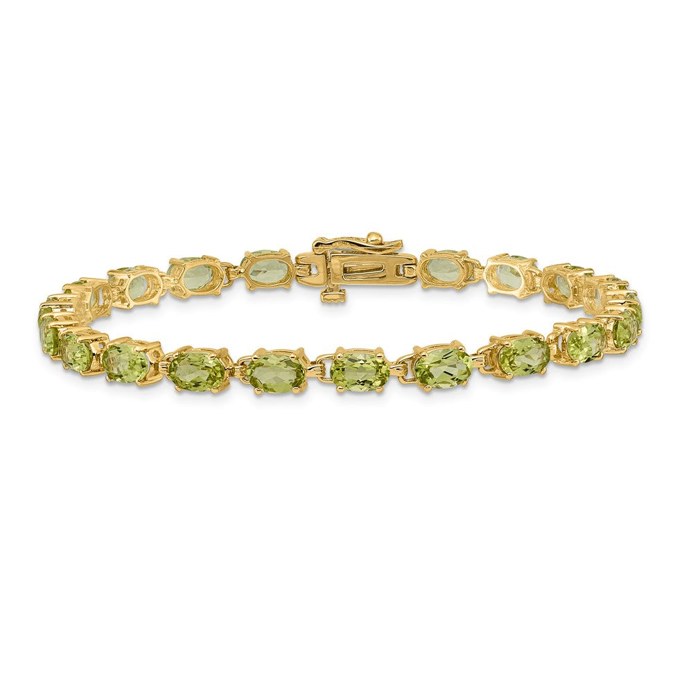 14k Complete 6x4mm Oval Peridot 7 inch Bracelet - View 3