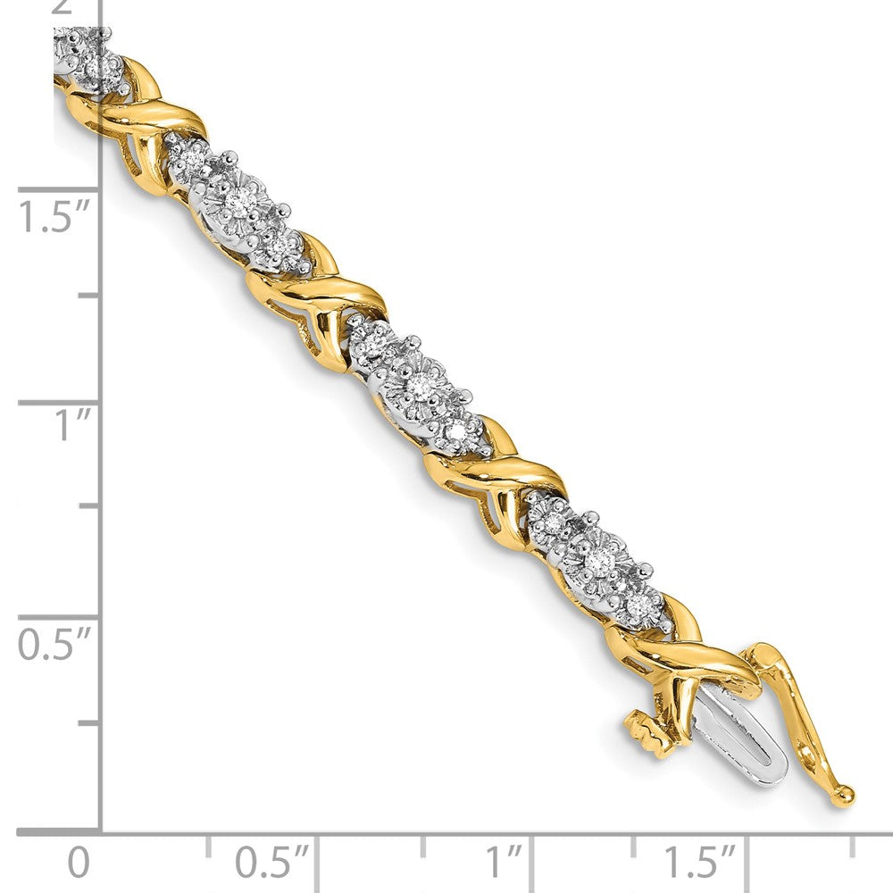 14k Two-tone Complete 1/2 carat Diamond X-design 7 inch Bracelet - View 3