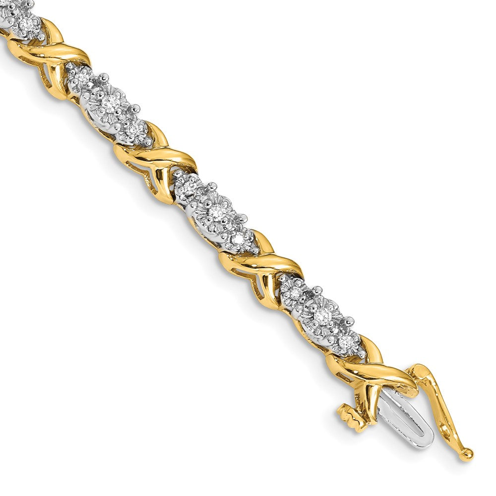 14k Two-tone Complete 1/2 carat Diamond X-design 7 inch Bracelet - View 1