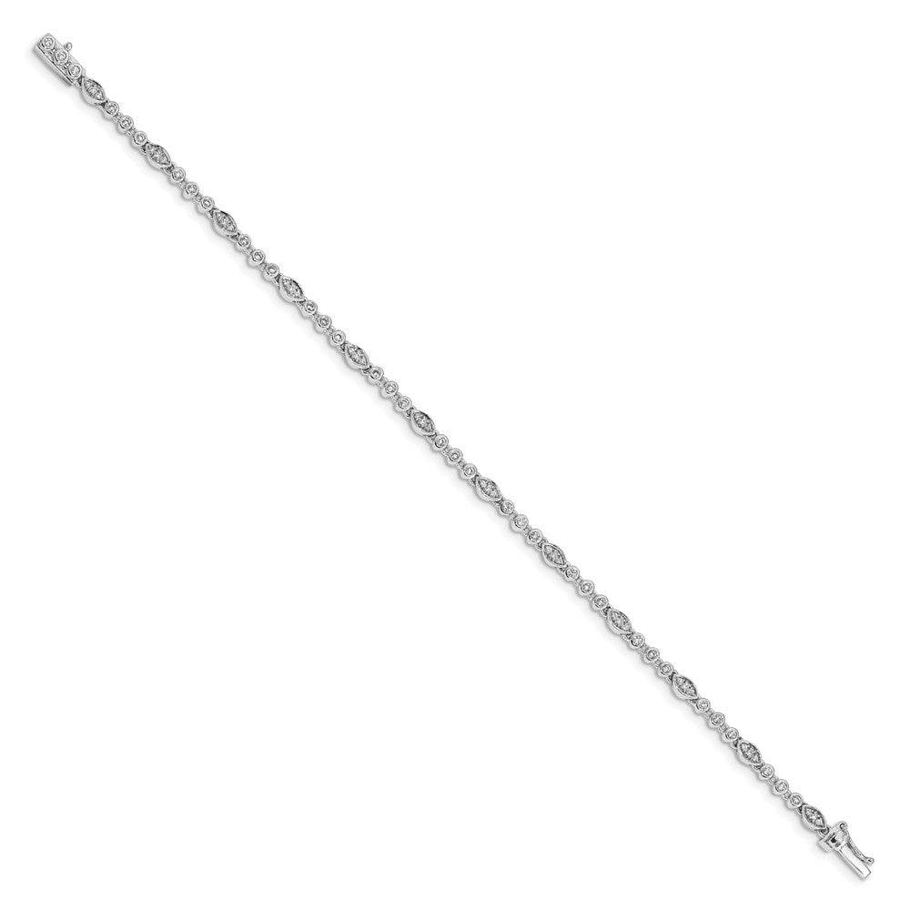14k White Gold Complete 1/2 carat Diamond Fancy Link 7 inch Bracelet - View 2