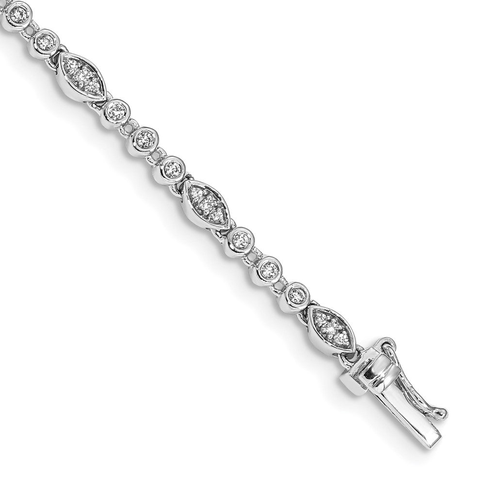 14k White Gold Complete 1/2 carat Diamond Fancy Link 7 inch Bracelet - View 1