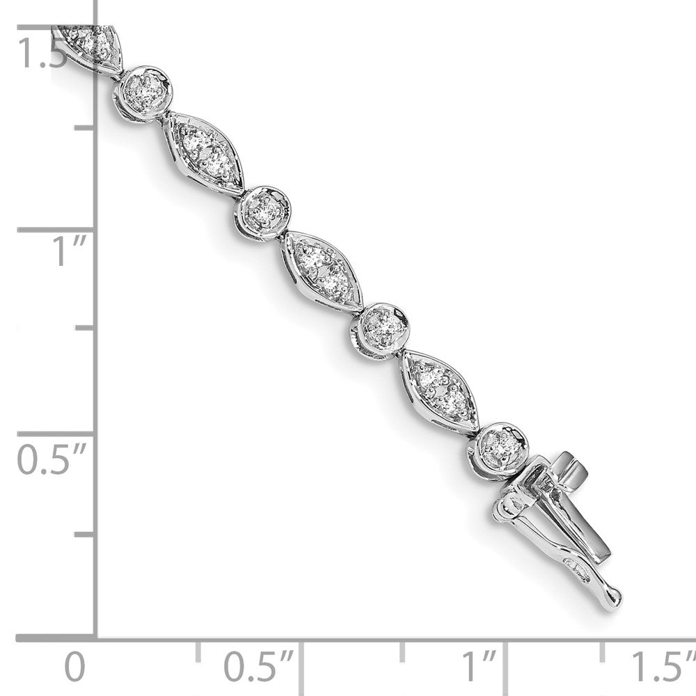 14k White Gold Complete 3/4 carat Diamond Round and Oval Link 7 inch Bracelet - View 3
