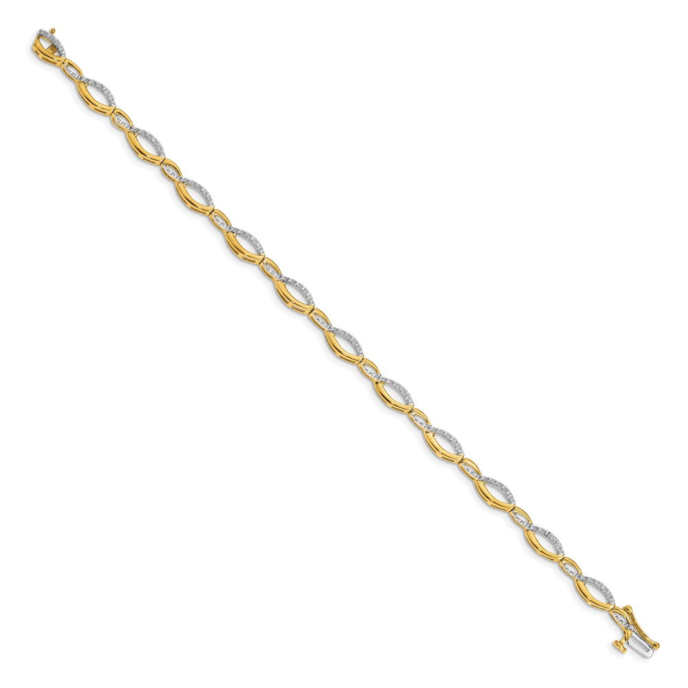 14k Complete 1/4 carat Diamond Fancy Link 7 inch Bracelet - View 2