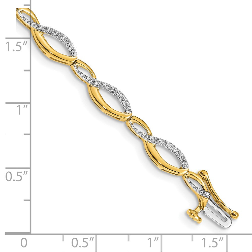 14k Gold Diamond Link Bracelet, 1/4 Carat, 7-Inch Length - Image 3