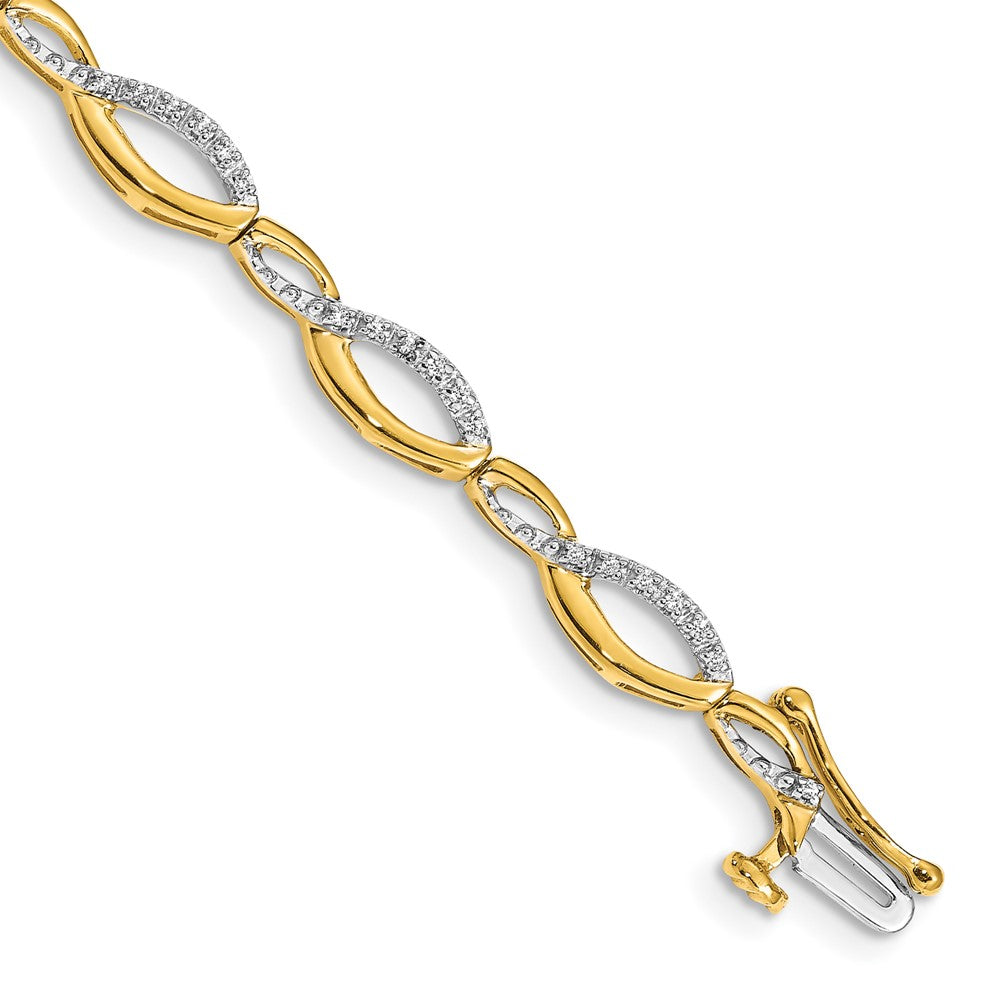 14k Complete 1/4 carat Diamond Fancy Link 7 inch Bracelet - View 1