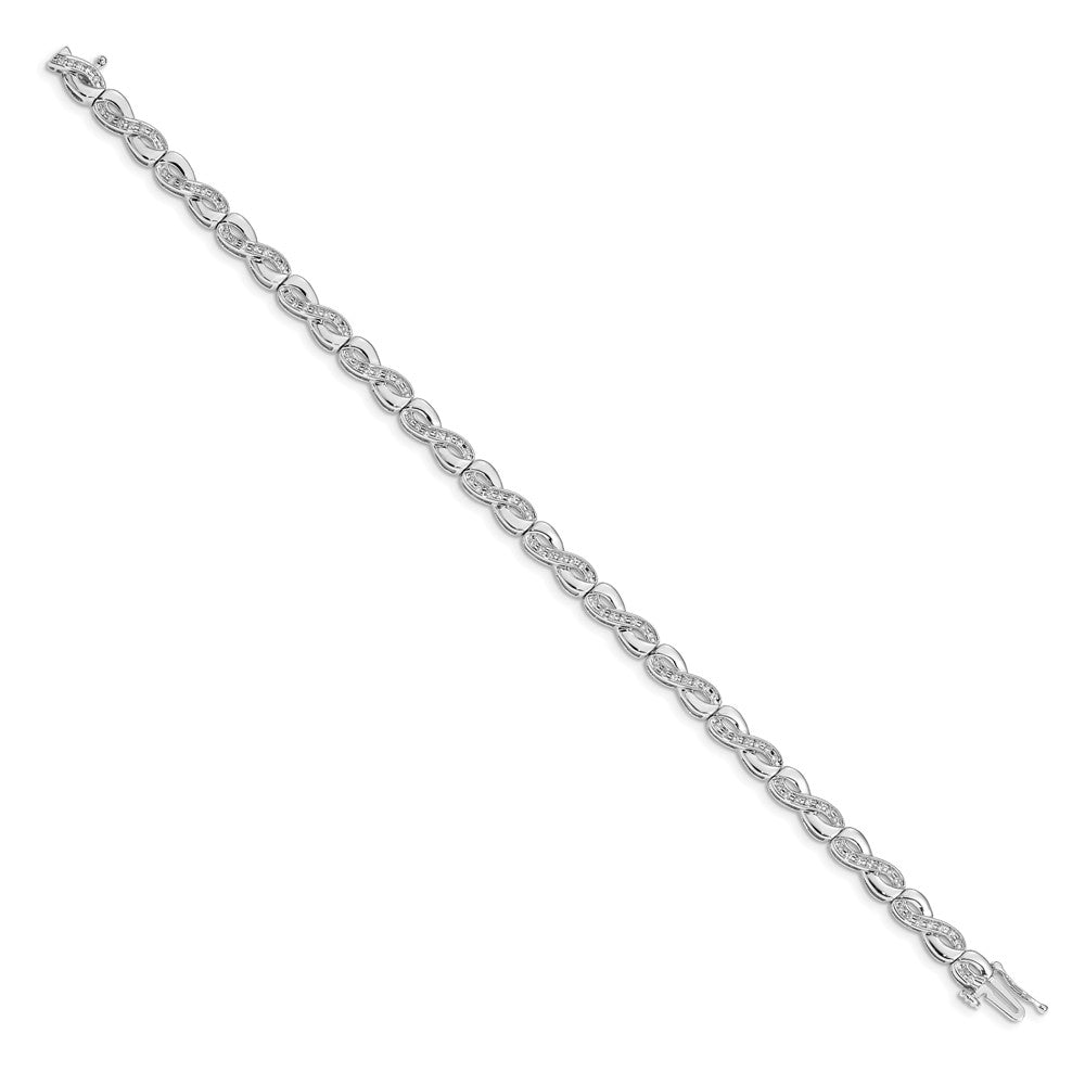 14k White Gold Complete 1/2 carat Diamond Infinity Link 7.5 inch Bracelet - View 2