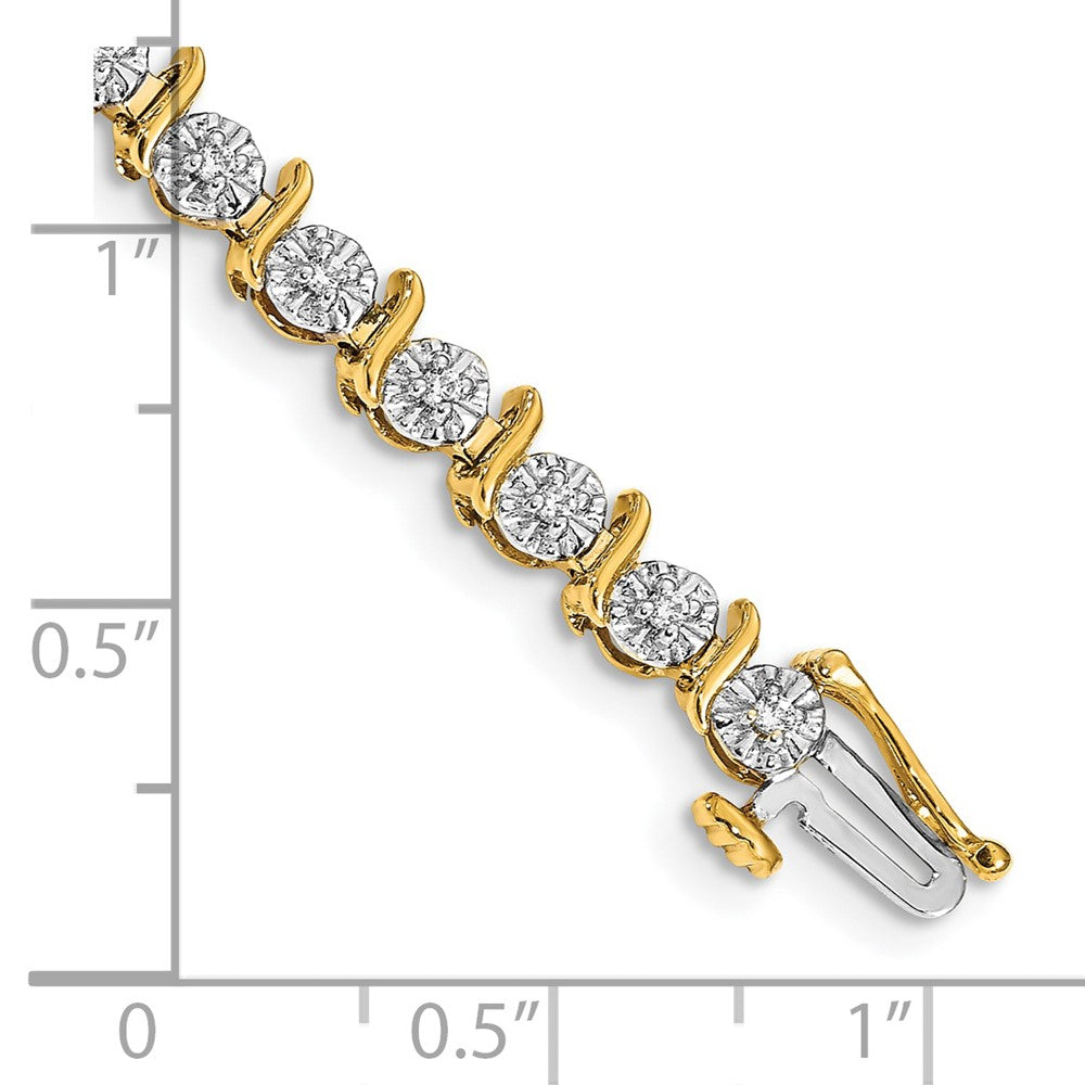 14k Gold Diamond S-Link Tennis Bracelet, 3/8 Carat, 7 Inches - Image 3