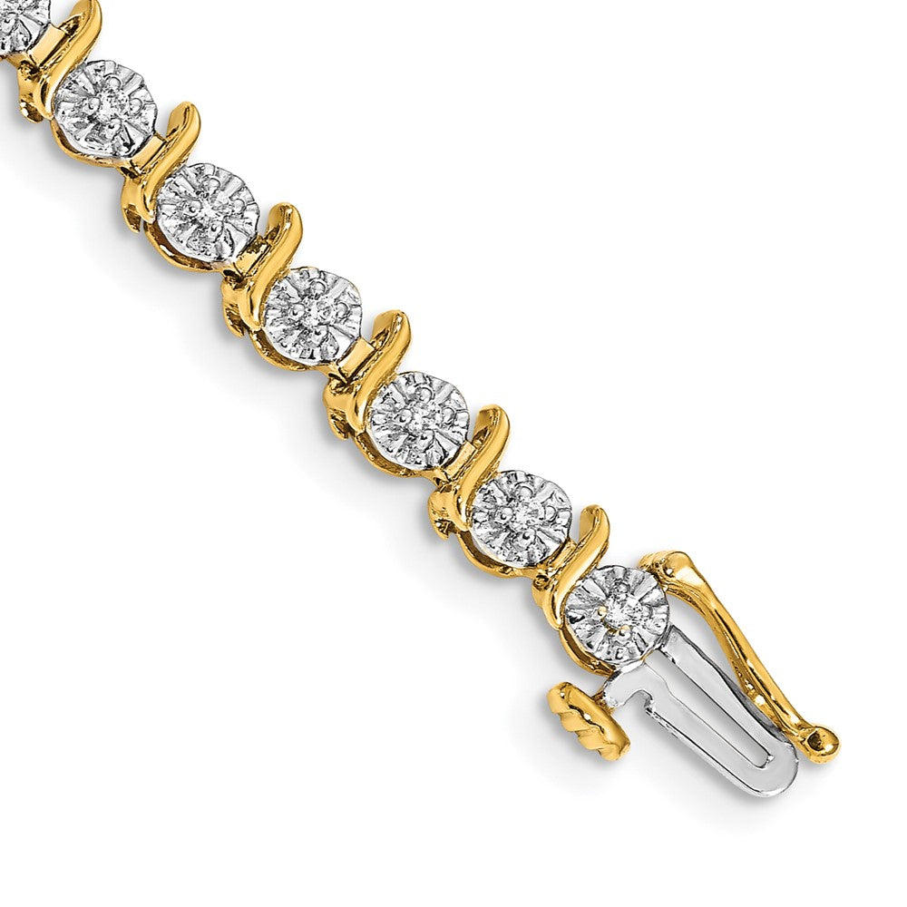 14k Complete 3/8 carat Diamond S-link 7 inch Tennis Bracelet - View 1
