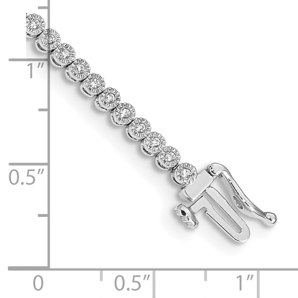 14k White Gold Diamond Illusion Tennis Bracelet, 7-Inch - Image 3