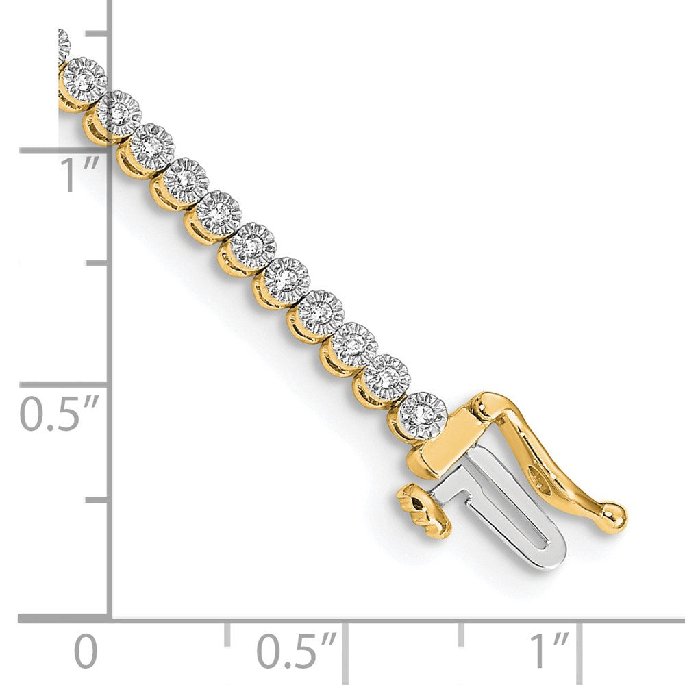 14k White Gold Diamond Illusion Tennis Bracelet, 7 Inch - Image 3