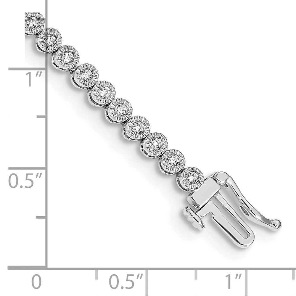 14k White Gold Complete 1 carat Diamond Illusion Setting 7 inch Tennis Bracelet - View 3