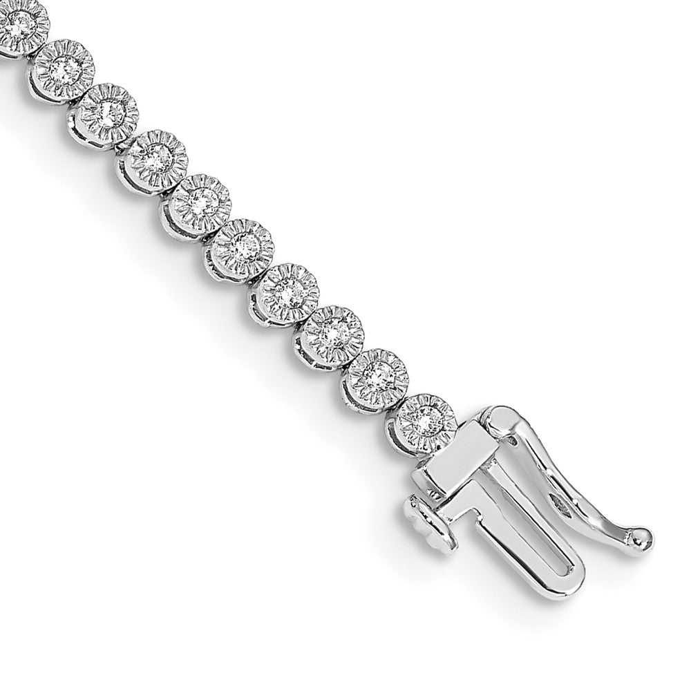 14k White Gold Complete 1 carat Diamond Illusion Setting 7 inch Tennis Bracelet - View 1