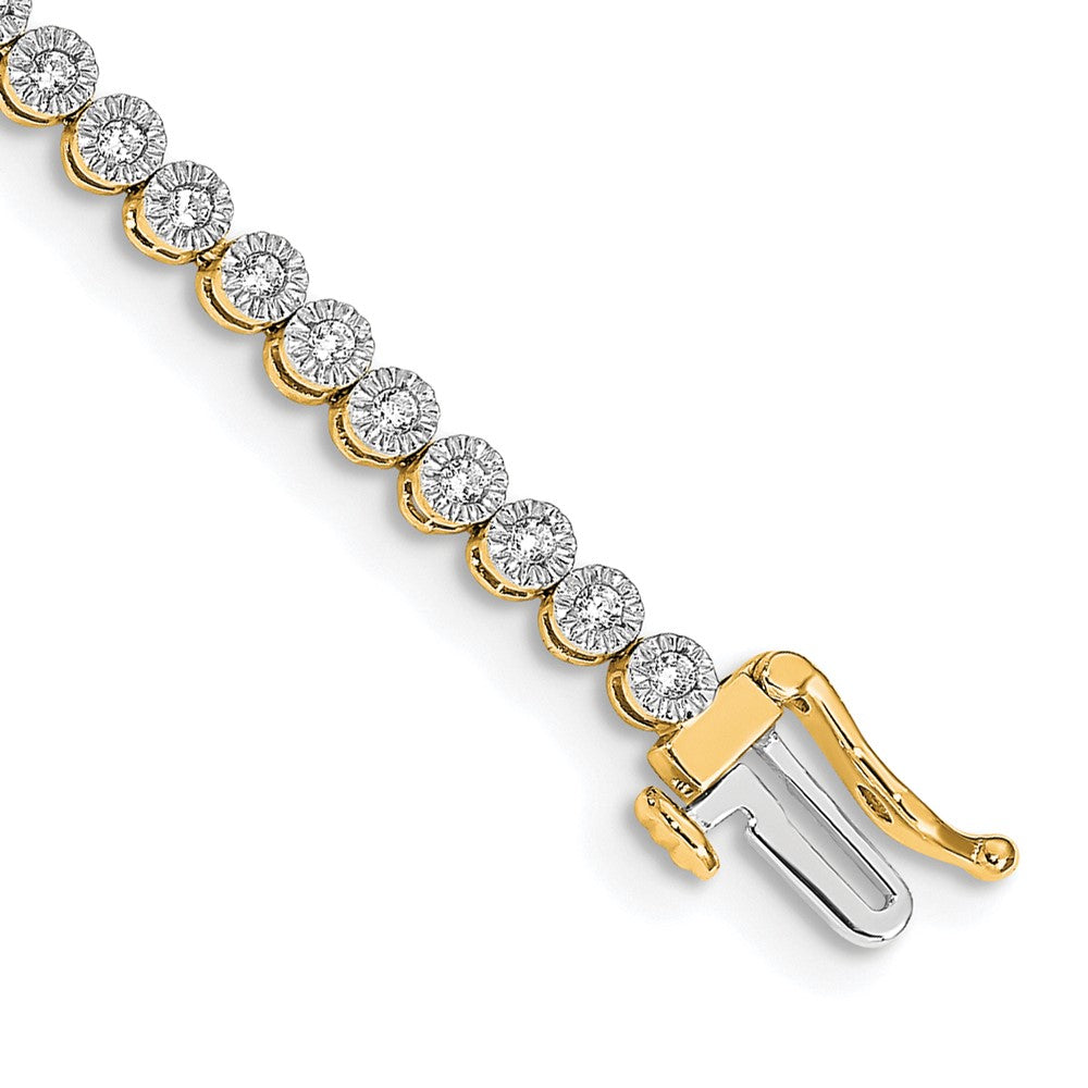 14k Complete 1 carat Diamond Illusion Setting 7 inch Tennis Bracelet - View 1