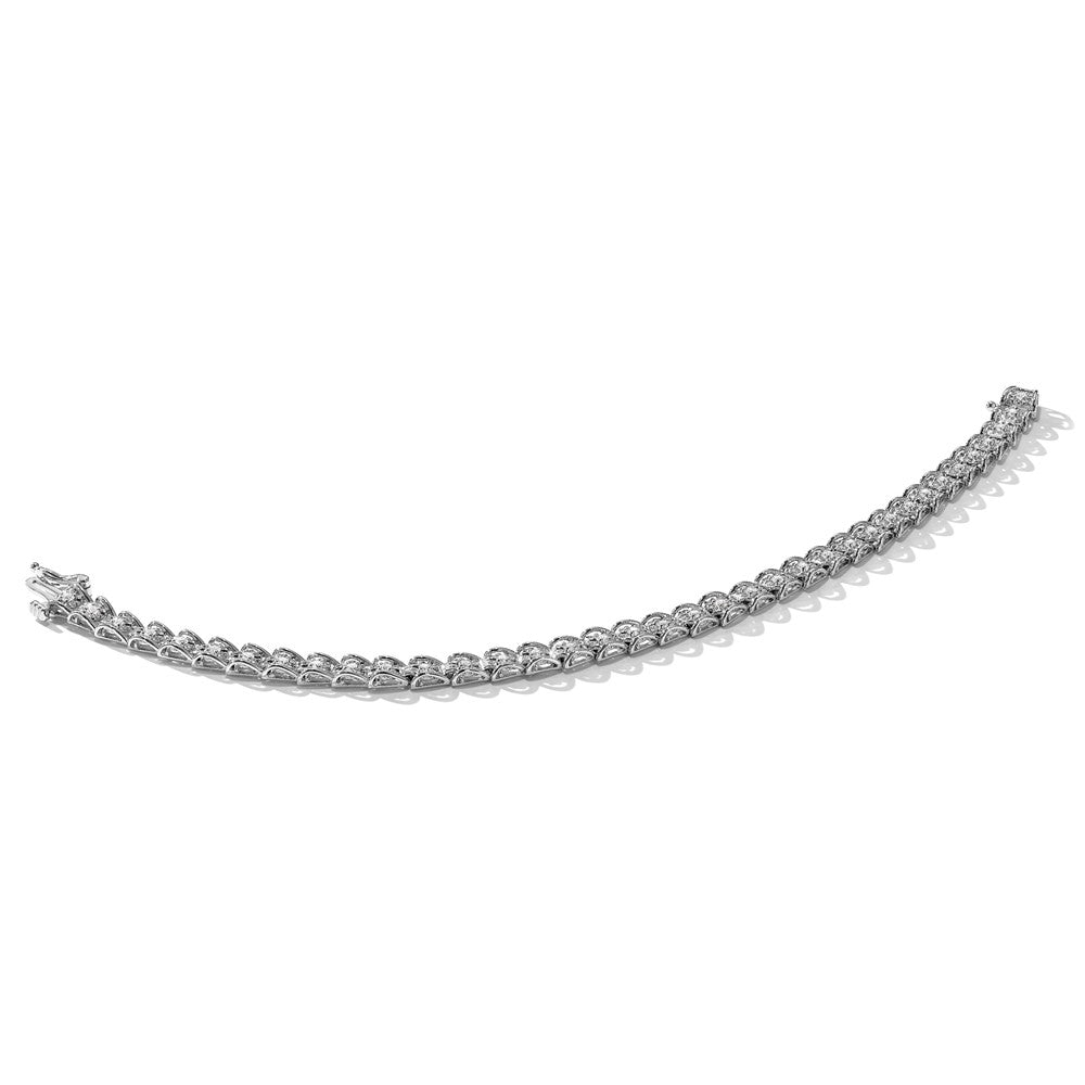 14k White Gold Diamond Illusion Tennis Bracelet, 7 Inches - Image 4