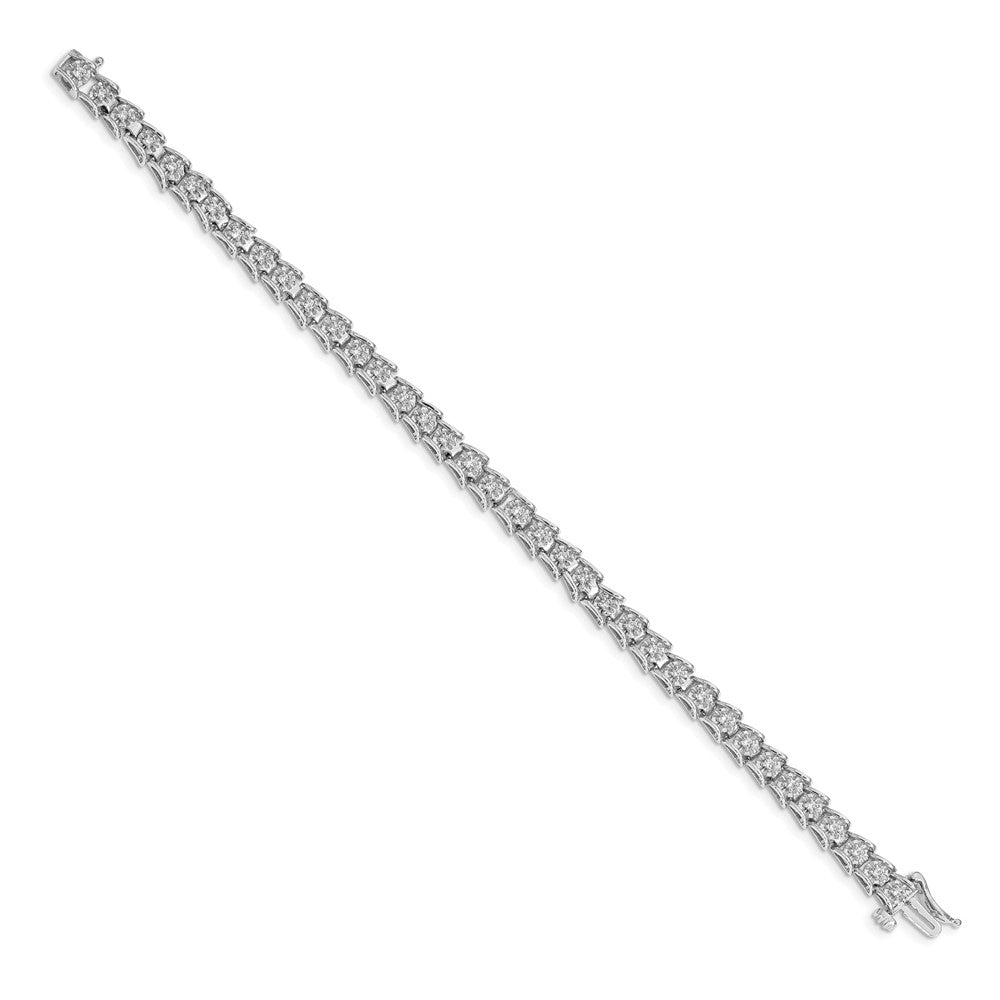 14k White Gold Complete 5/8 carat Diamond Illusion Setting 7 inch Tennis Bracelet - View 2