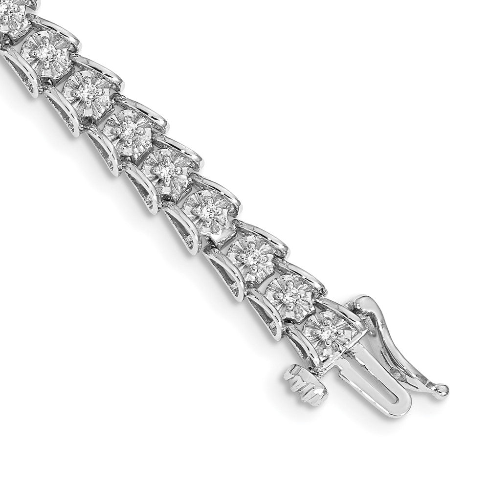 14k White Gold Complete 5/8 carat Diamond Illusion Setting 7 inch Tennis Bracelet - View 1