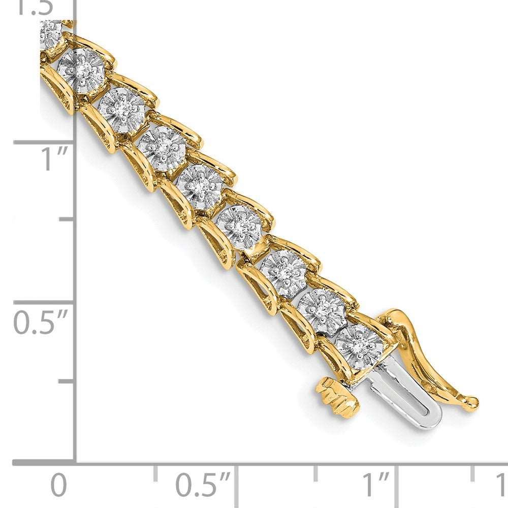 14k White Gold Diamond Illusion Tennis Bracelet, 7 Inch - Image 3
