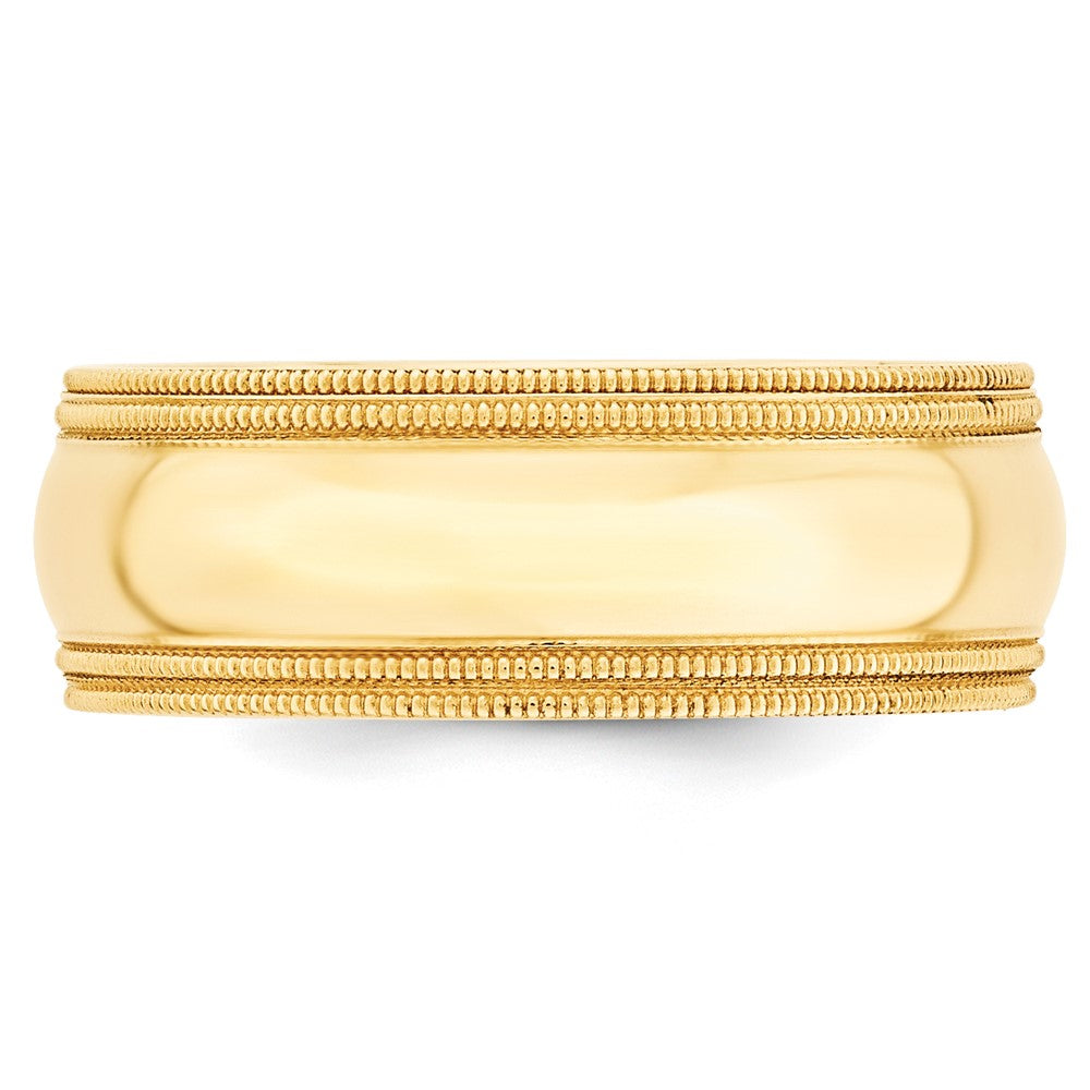 14k Yellow Gold 8mm Double Milgrain Comfort Fit Wedding Band Size 12 - View 3