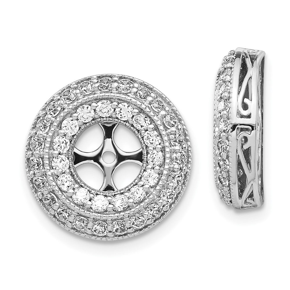 14k White Gold 1.5 carat Diamond Double Circle Earring Jackets