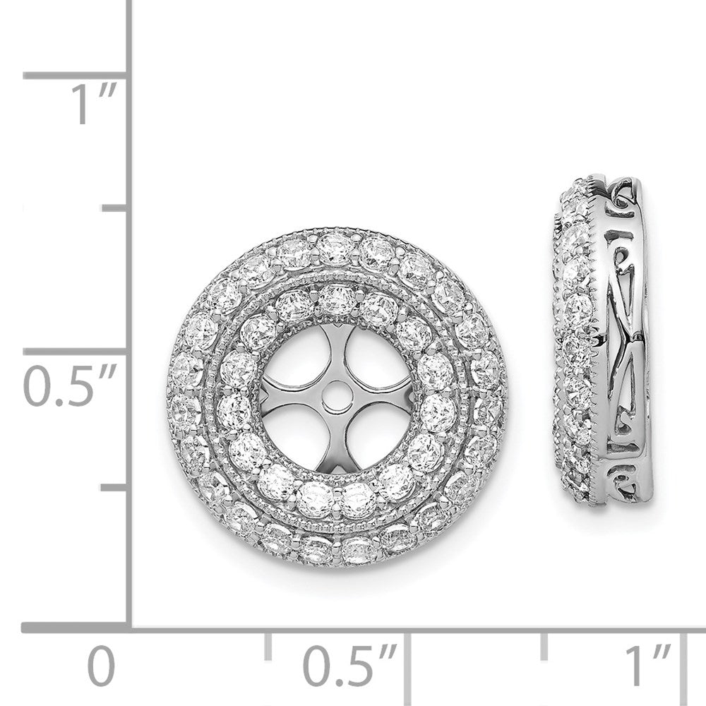 14k White Gold Diamond Double Circle Earring Jackets - Image 3