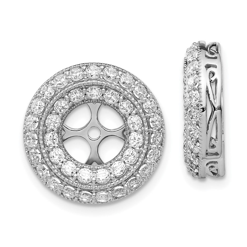 14k White Gold 2 carat Diamond Double Circle Earring Jackets