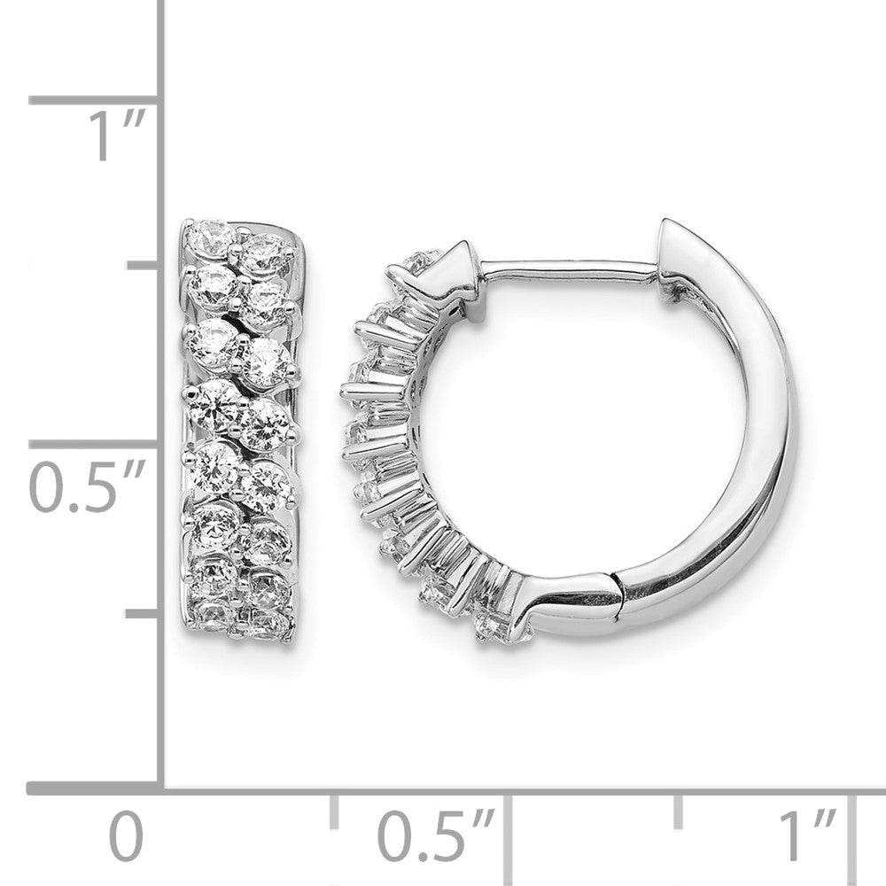14k White Gold Diamond Hinged Hoop Earrings - View 4