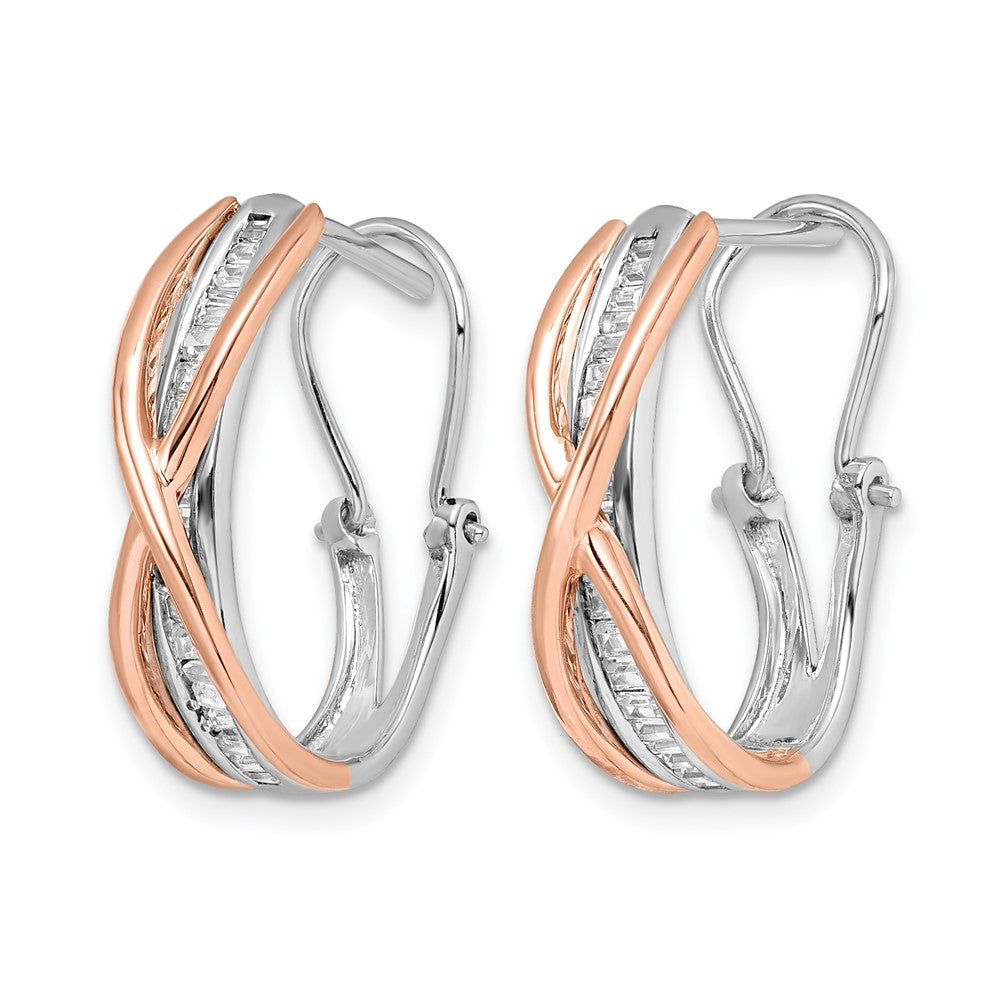 14k Rose and White Gold Diamond Fancy Earrings - View 2