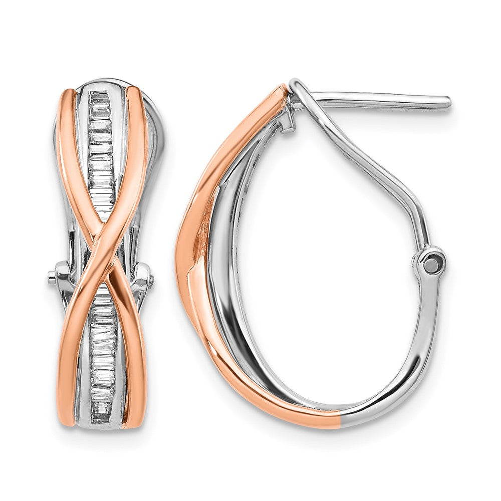 14k Rose and White Gold Diamond Fancy Earrings - View 1