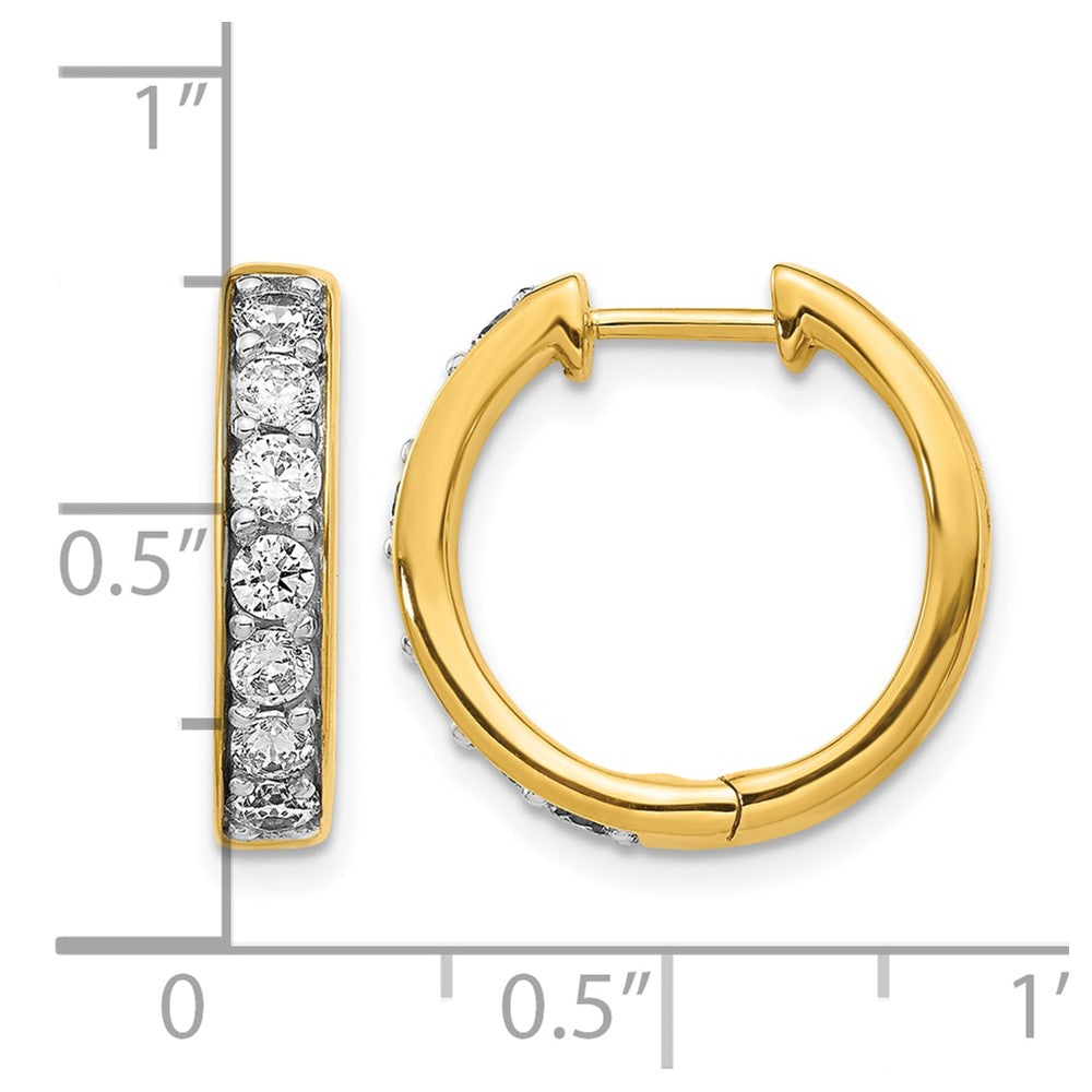 14k Diamond Hinged Hoop Earrings - View 4