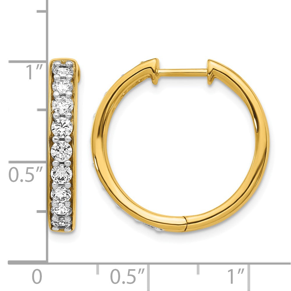 14k Diamond Hinged Hoop Earrings - View 4