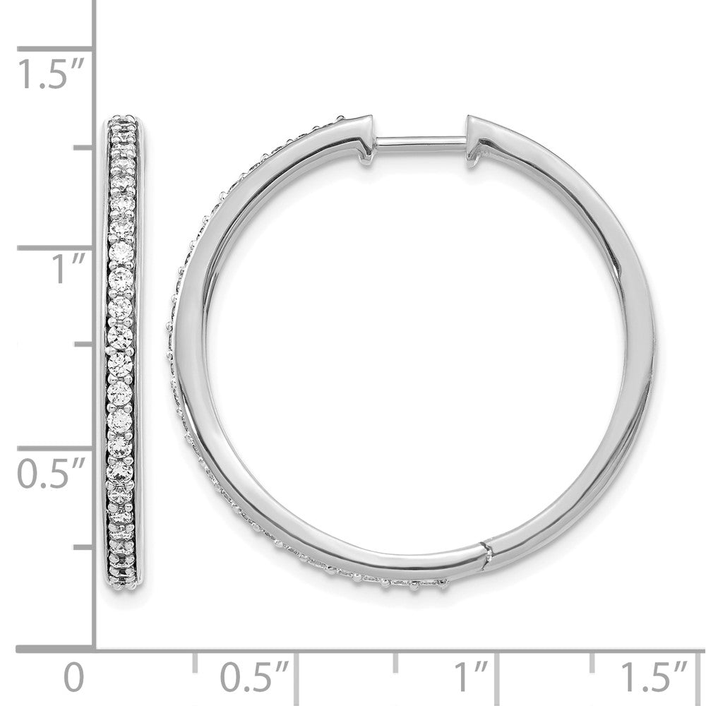 14k White Gold Diamond Hoop Earrings - Image 2