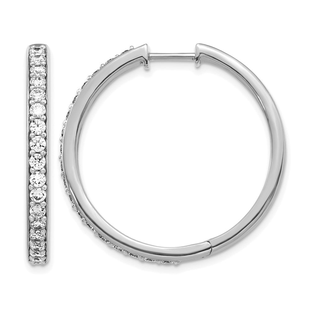 14k White Gold Diamond Hinged Hoop Earrings