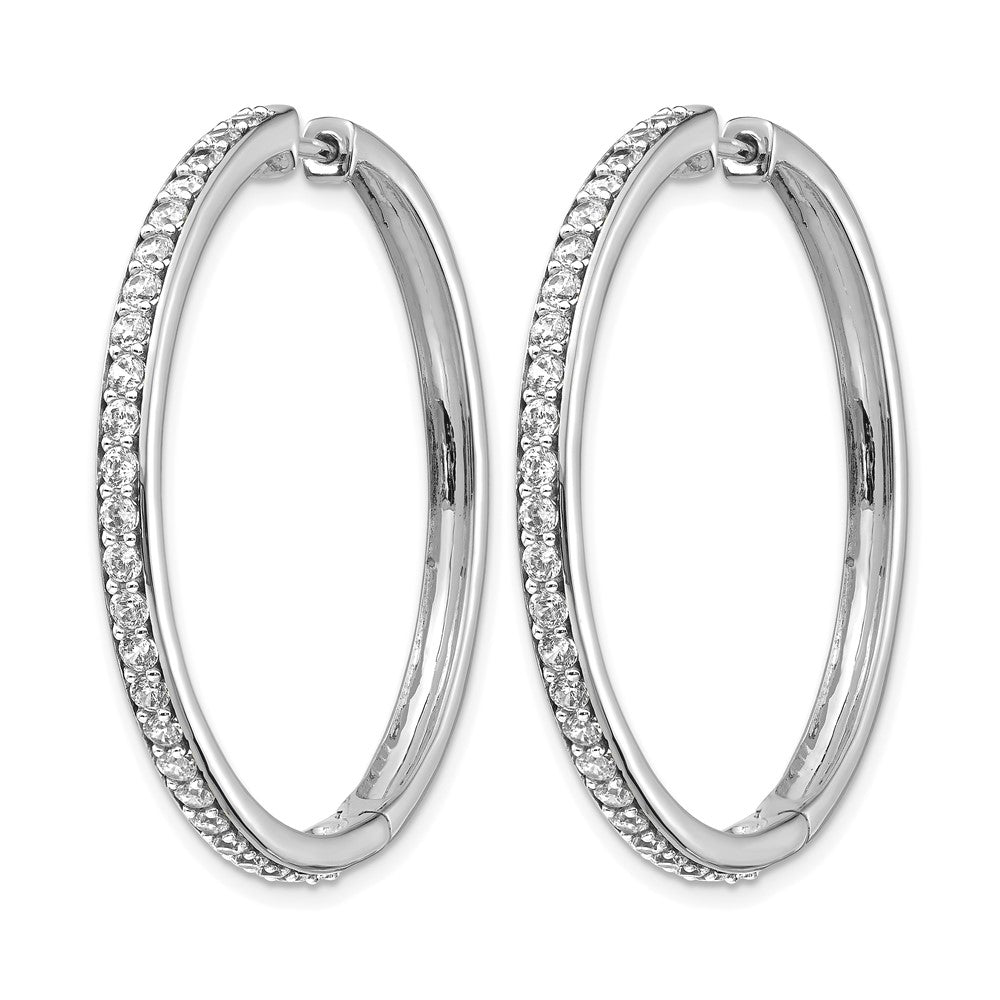 14k White Gold Diamond Hinged Hoop Earrings - View 2