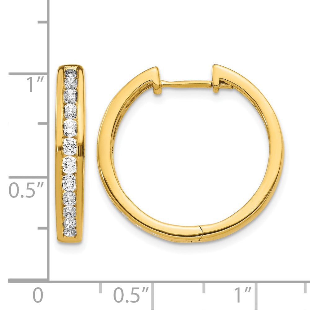 14k Diamond Hinged Hoop Earrings - View 4