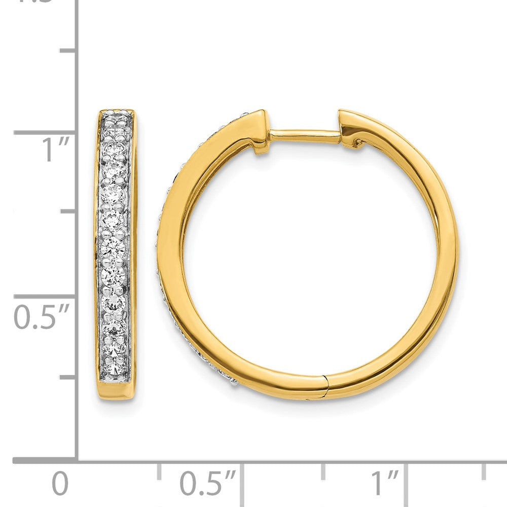 14k Diamond Hinged Hoop Earrings - View 4