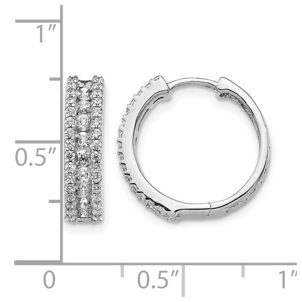 14k White Gold Diamond Hinged Hoop Earrings - View 4