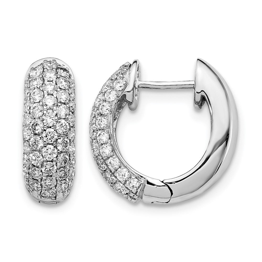 14k White Gold Diamond Hinged Hoop Earrings