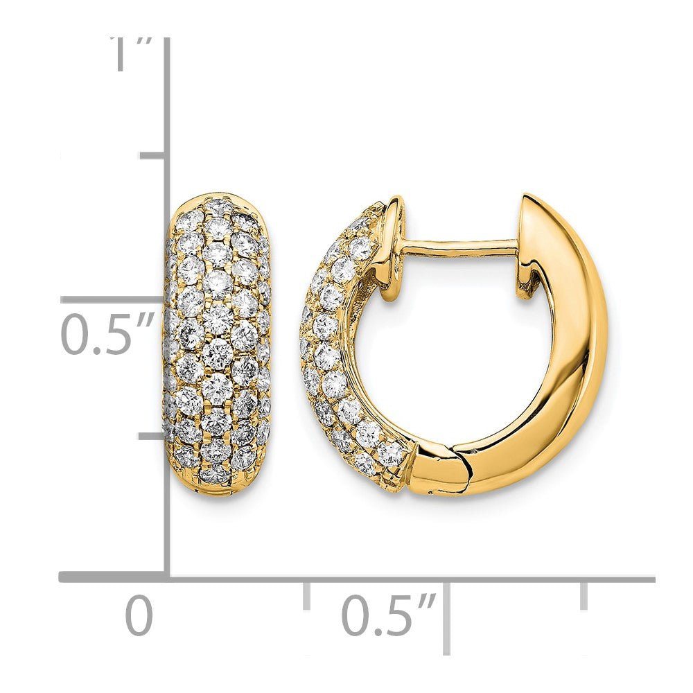14k Gold Diamond Pave Hinged Hoop Earrings - Image 3