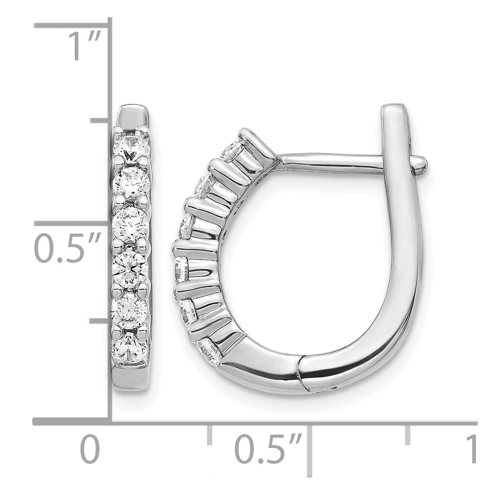 14k White Gold Diamond Hinged Hoop Earrings - Image 3