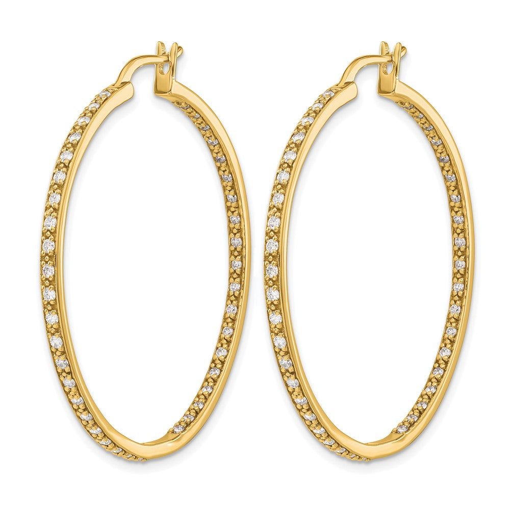 14k Diamond In/Out Hoop Earrings - View 2