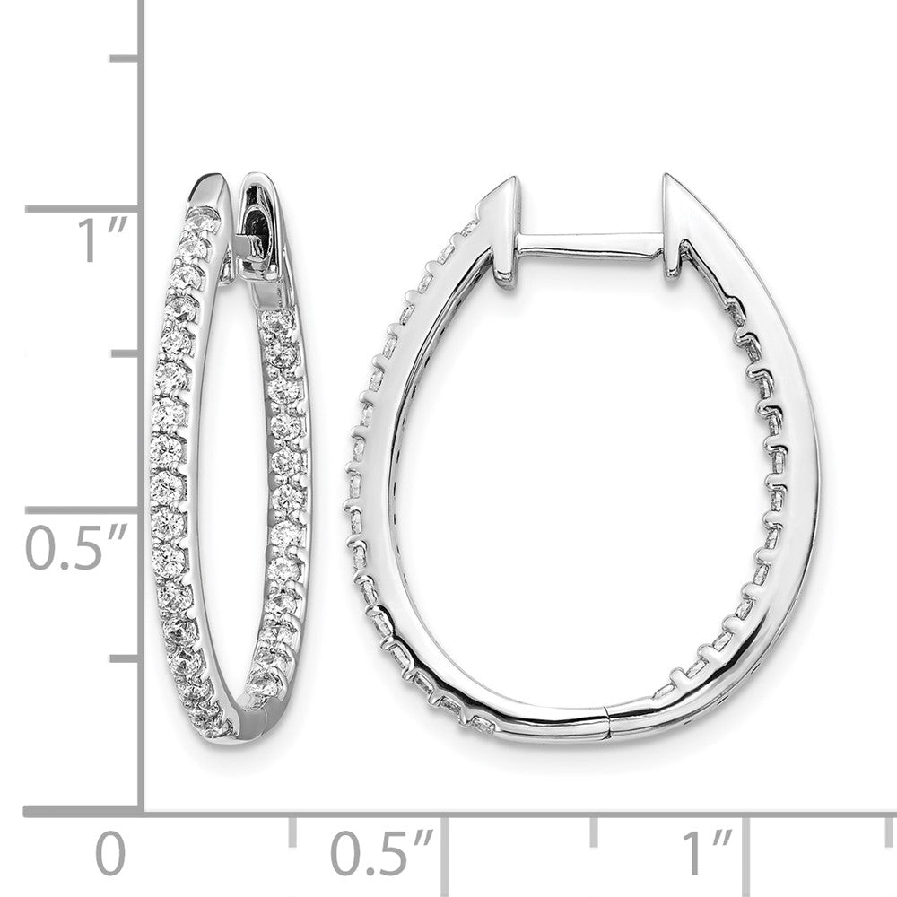 14k White Gold Diamond Hinged Hoop Earrings - Image 4
