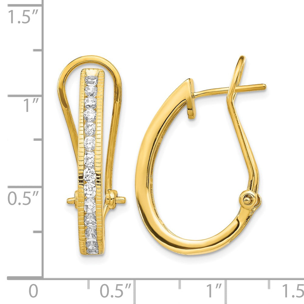 14k Gold Diamond Hoop Earrings with Omega Back Closure - Image 2