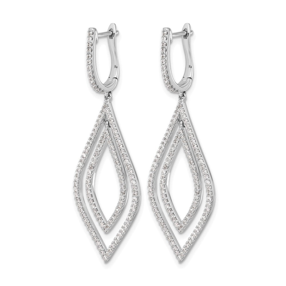 14k White Gold 1.1 carat Diamond Teardrop Hinged Dangle Earrings - View 2