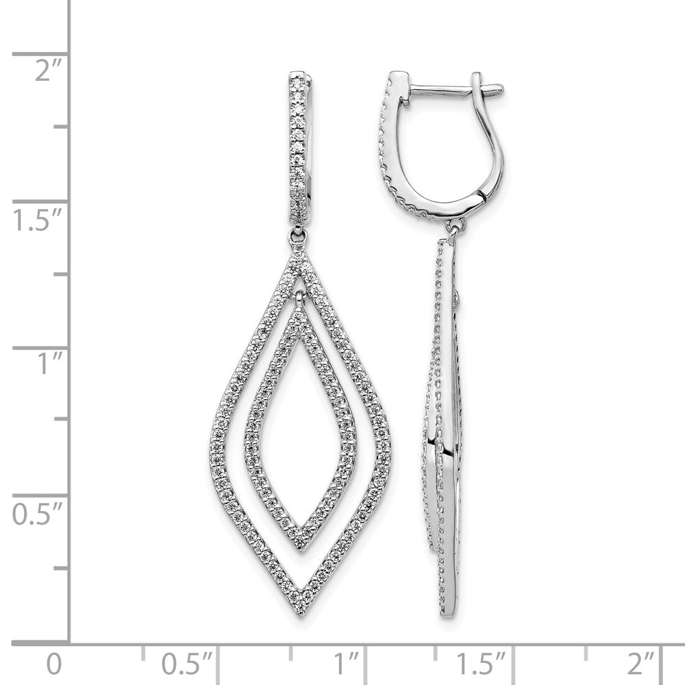 14k White Gold Diamond Teardrop Dangle Earrings - Image 4