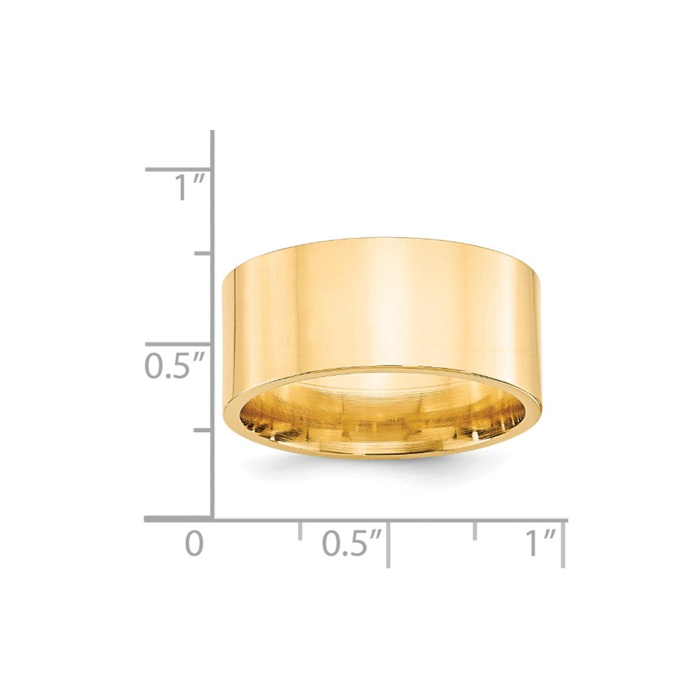 14k Yellow Gold 10mm Standard Weight Flat Comfort Fit Wedding Band Size 8 - View 4