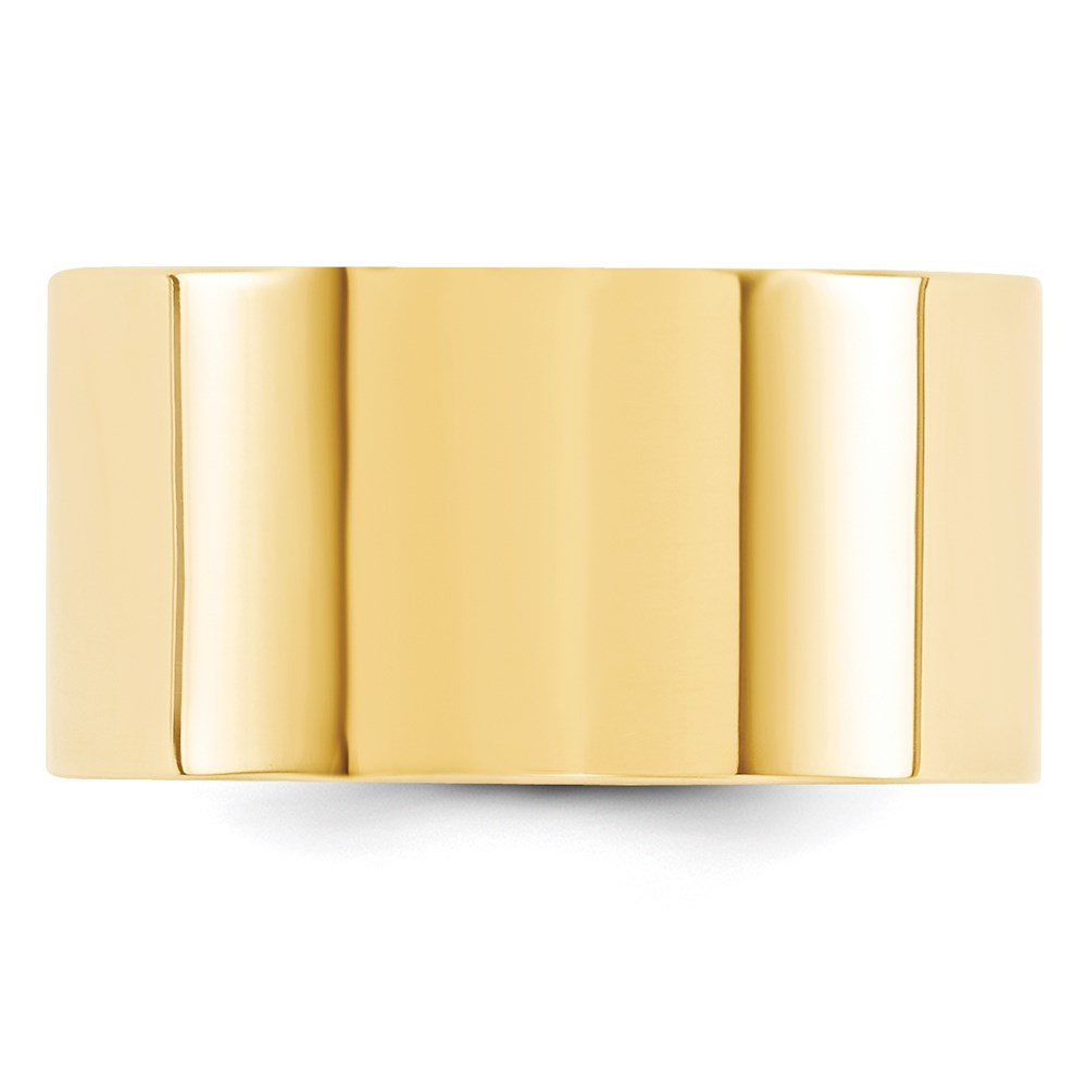 14k Yellow Gold 12mm Standard Weight Flat Comfort Fit Wedding Band Size 4.5 - View 3