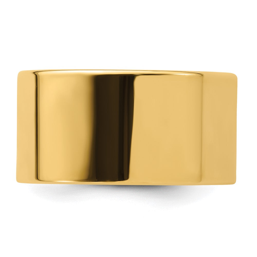 14k Yellow Gold 12mm Standard Weight Flat Comfort Fit Wedding Band Size 8 - View 6