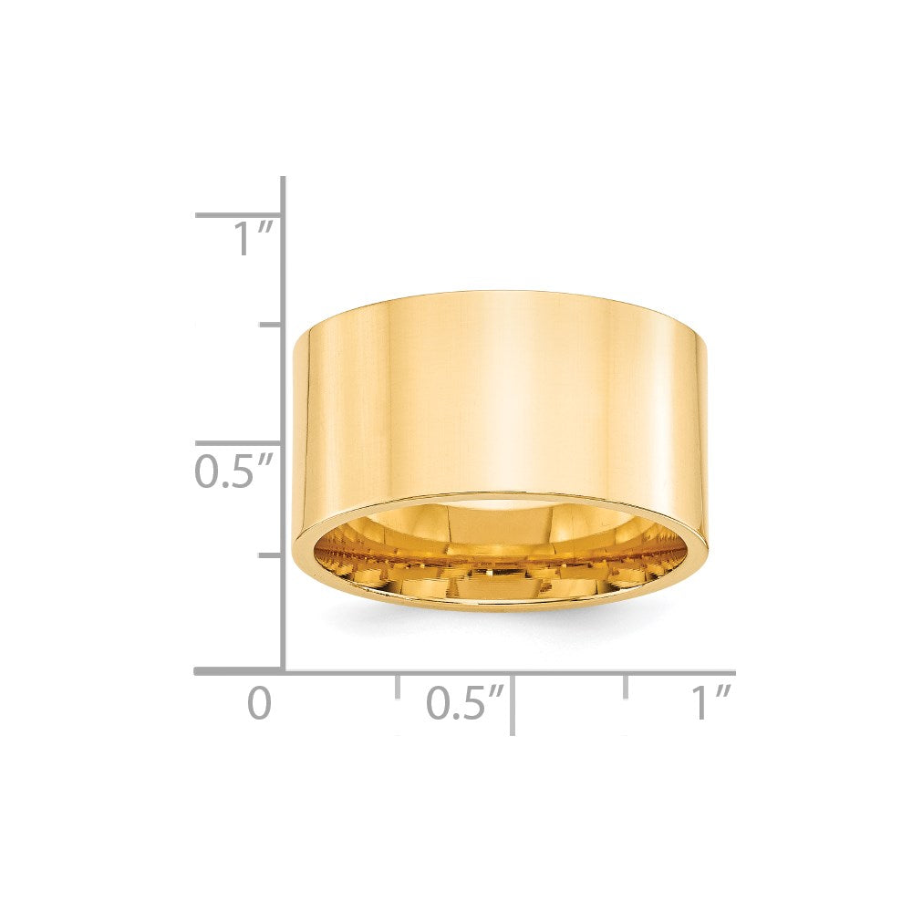 14k Yellow Gold 12mm Standard Weight Flat Comfort Fit Wedding Band Size 6 - View 4